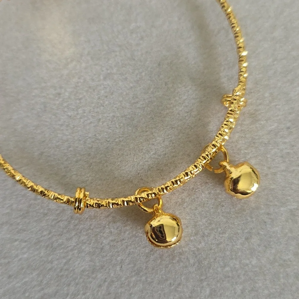 Child's Gold Filled Bangle Bracelet with Pave Heart New